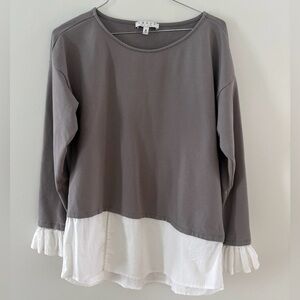 Chaus New York Mock 2 Layer Sweatshirt Size M Laggen Look Preppy Pullover Grey